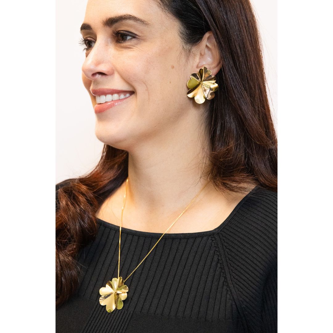 Gold Organic Floral Jewelry Set