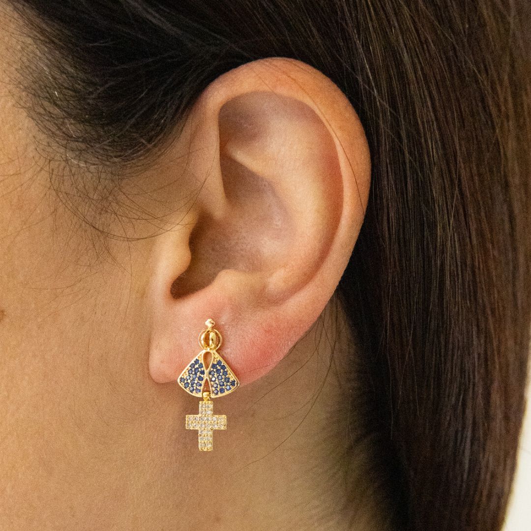 Gold Our Lady of Aparecida Earrings