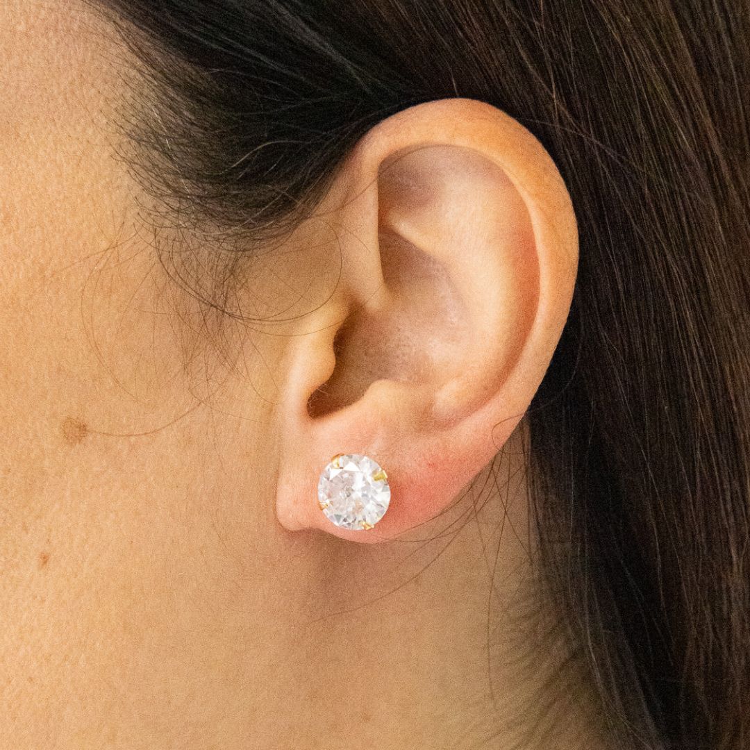 Gold Round Point of Light Earrings