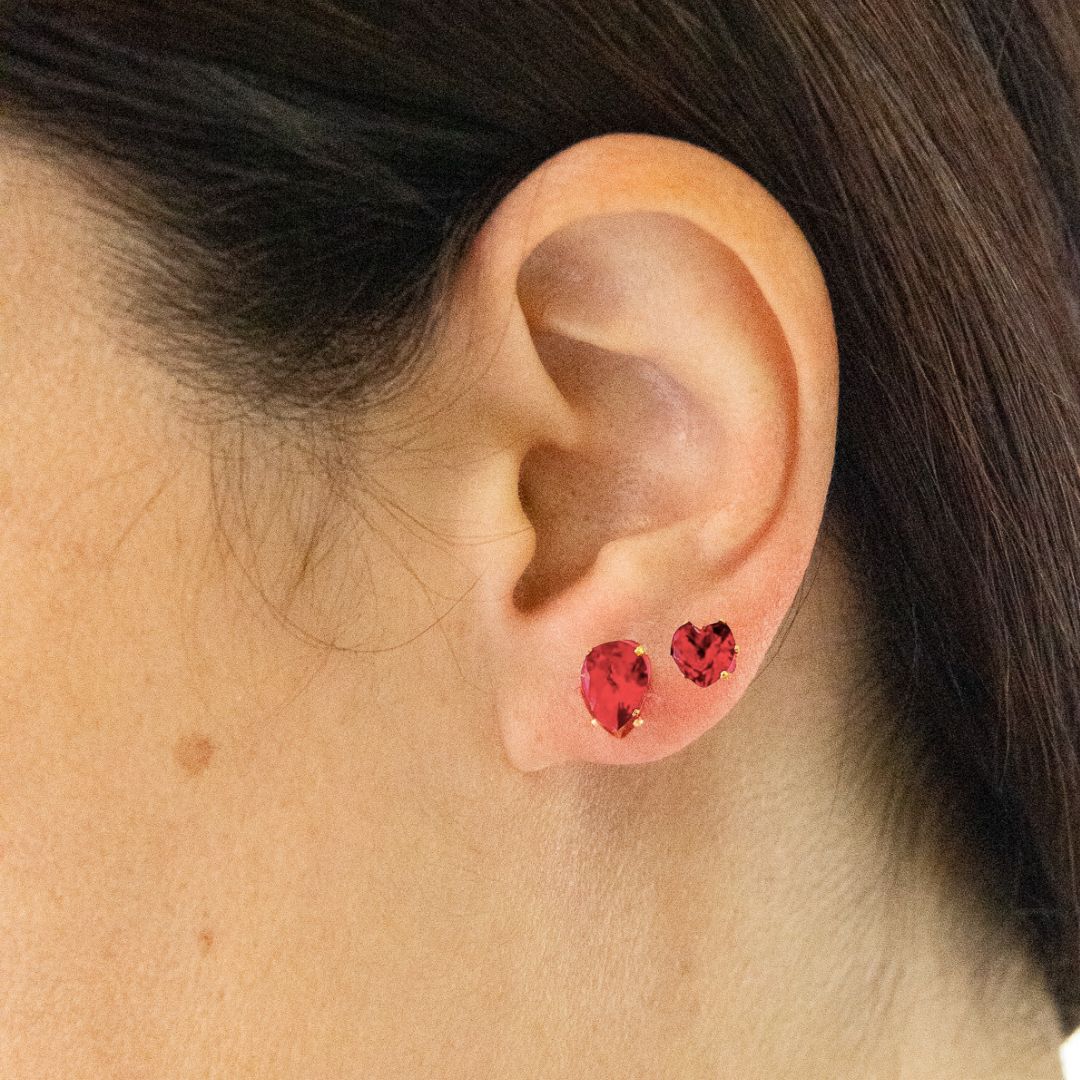 Gold Zirconia Heart and Drop Earrings Kit