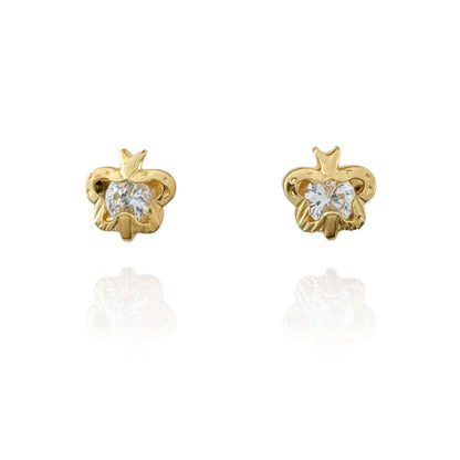 Gold Butterfly Earrings with Zirconia