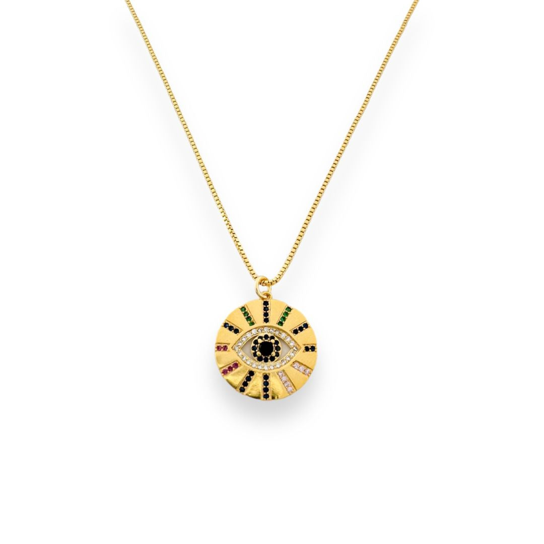 Gold Evil Eye Pendant Necklace