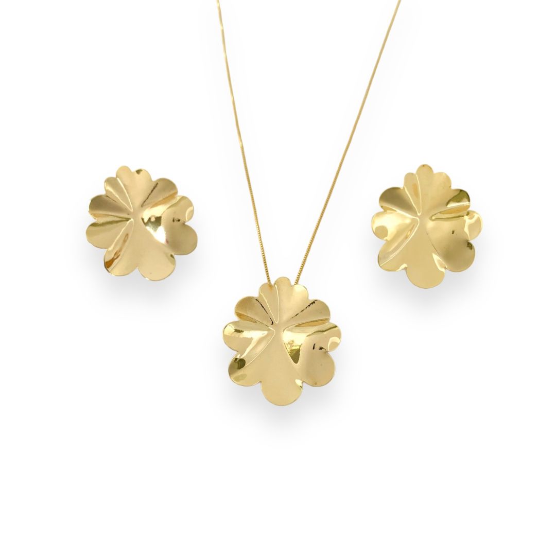 Gold Organic Floral Jewelry Set