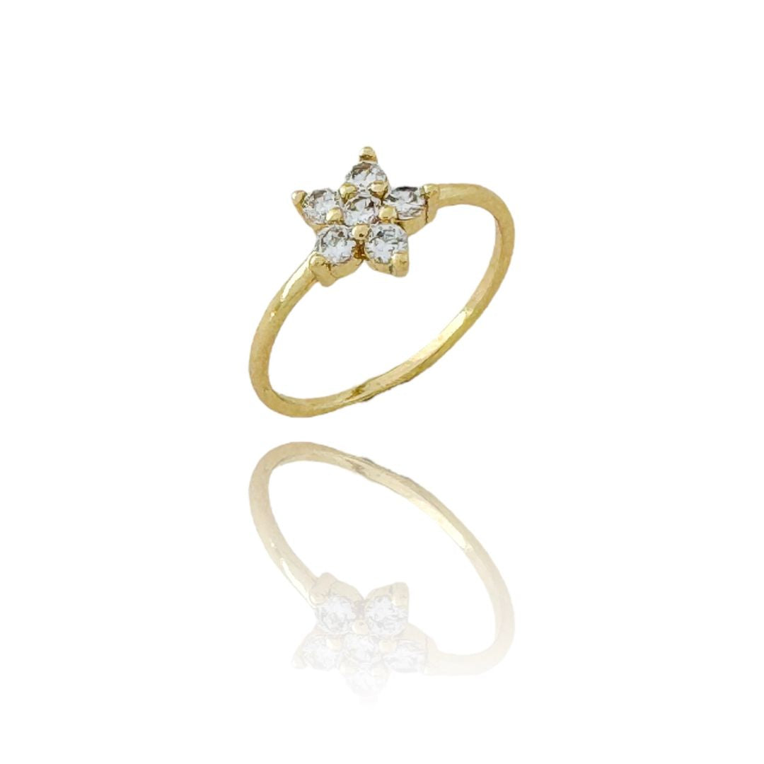 Gold Flower Zirconia Ring