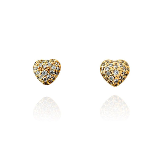 Gold Heart Earrings with Micro Zirconias