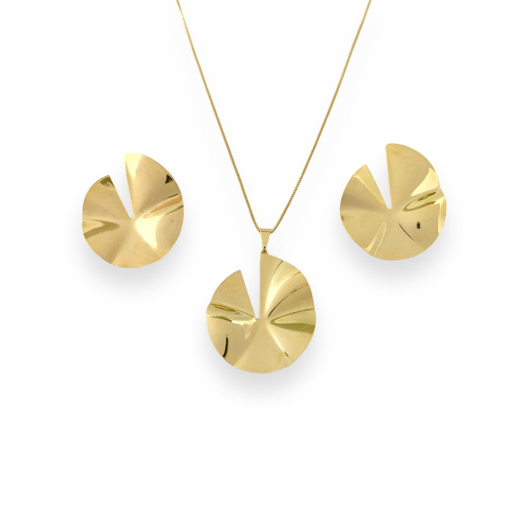 Gold Organic Disc Jewelry Set