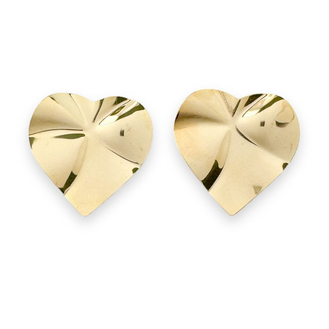 Gold Organic Large Heart Earrings