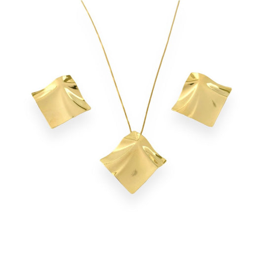 Gold Organic Square Jewelry Set