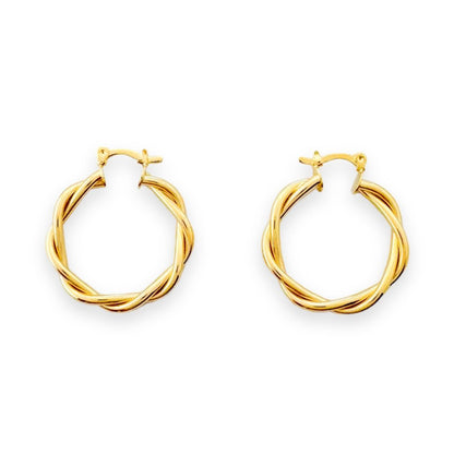 Gold Smooth Twisted Double Hoop Earrings