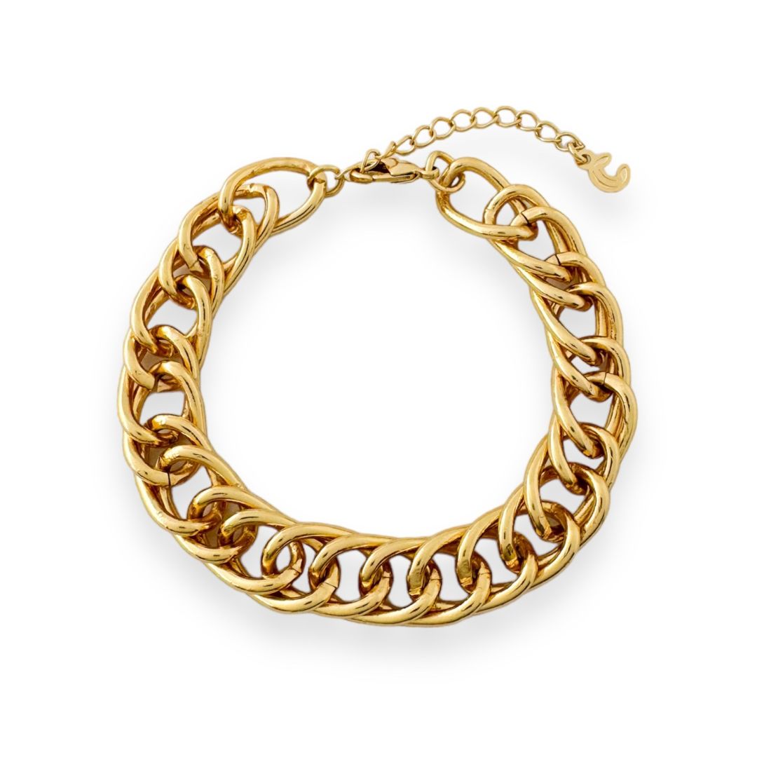 Gold Thick Intertwined Links Bracelet