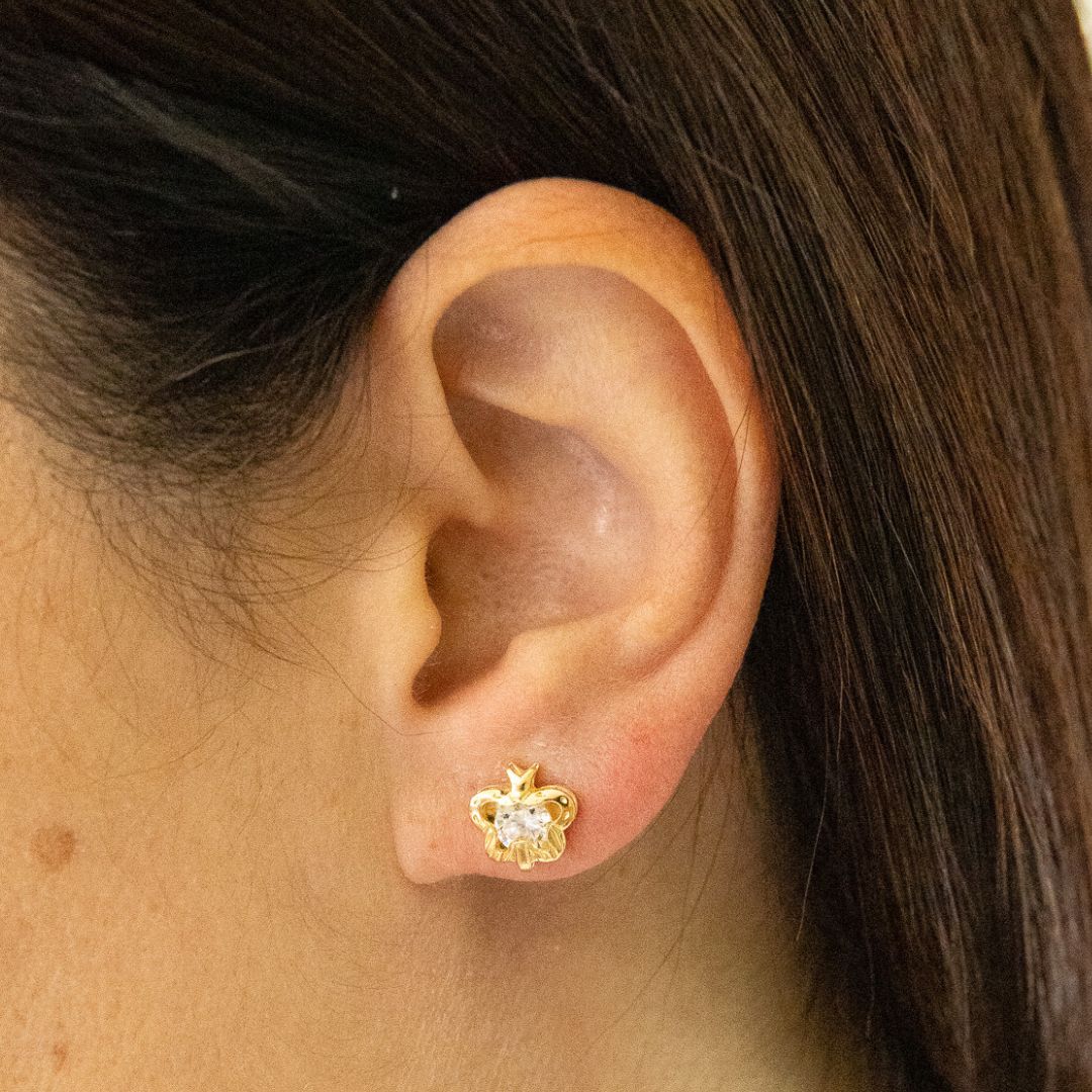 Gold Butterfly Earrings with Zirconia