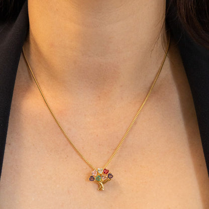 Gold Colorful Tree of Life Necklace
