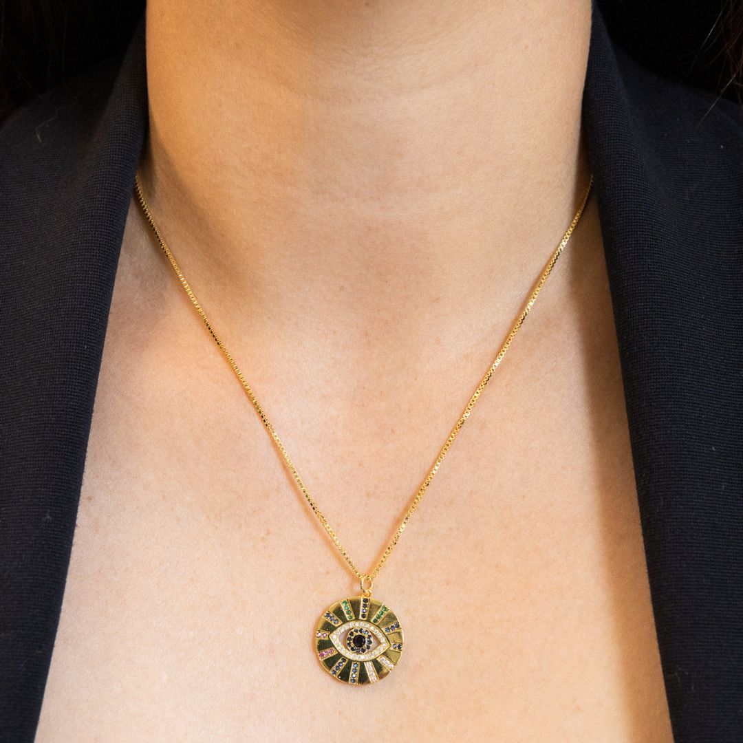 Gold Evil Eye Pendant Necklace