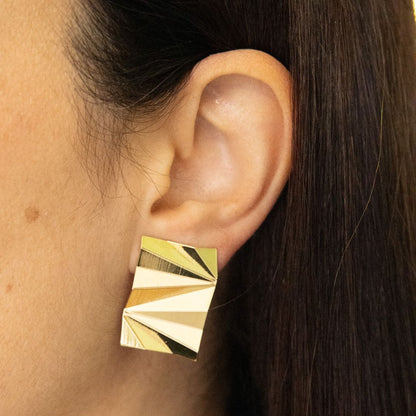 Gold Geometric Rectangular Earrings