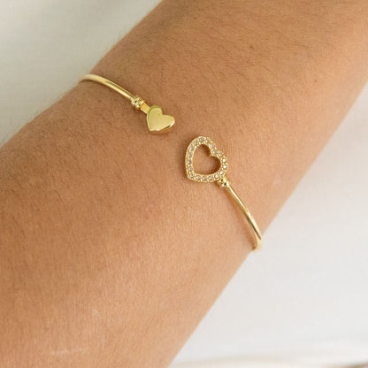 Gold Heart Charm Bracelet Opened