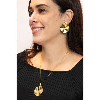 Gold Organic Disc Jewelry Set