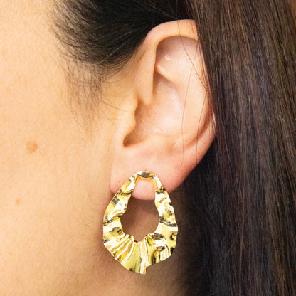 Gold Organic Drop Earrings