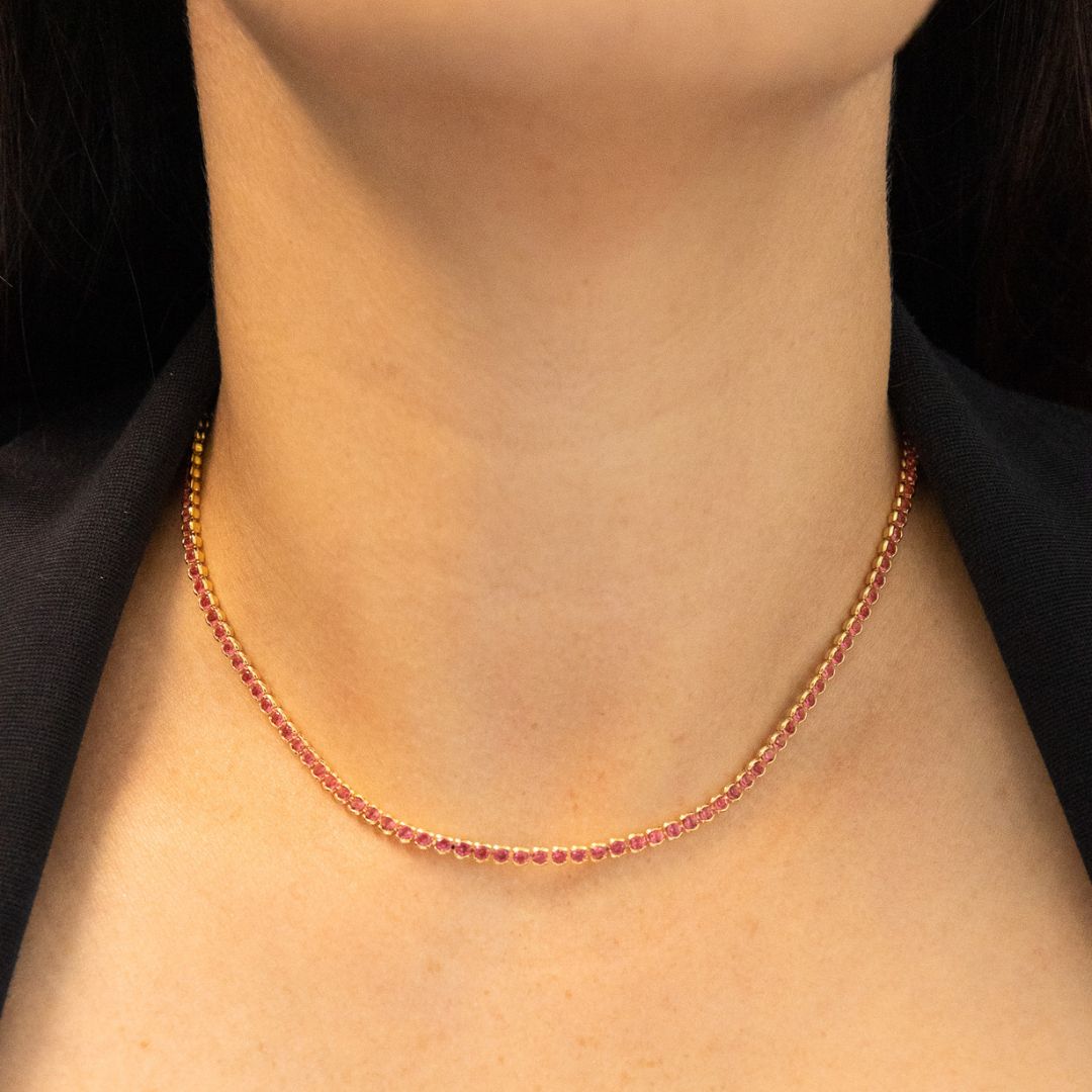 Gold Pink Zirconia Choker