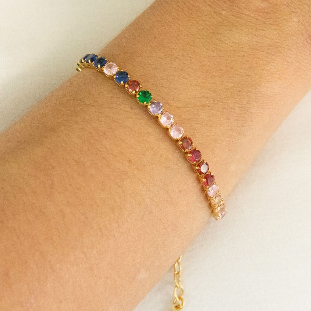 Gold Rainbow Zirconia Bracelet