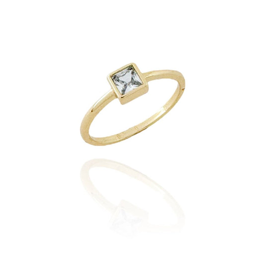 Golden Square Zirconia Ring