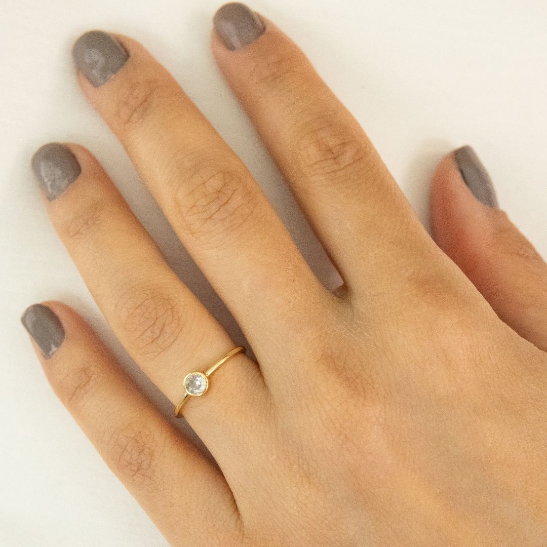 Golden Round Zirconia Ring