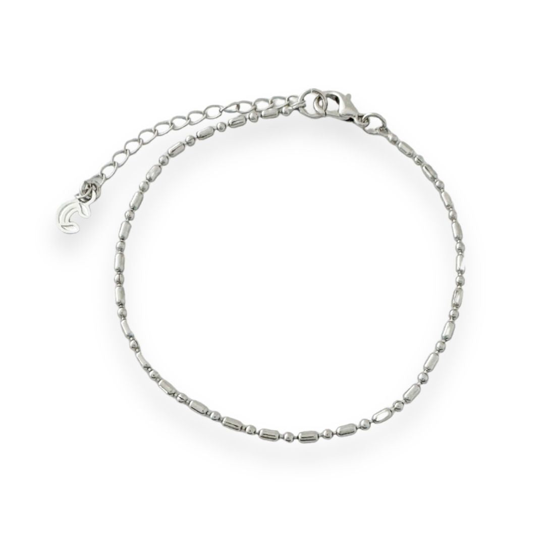 Rhodium Beaded Chain Bracelet