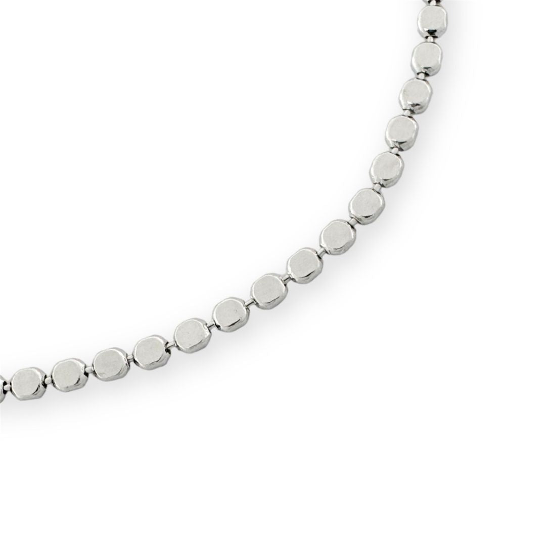 Rhodium Beaded Link Bracelet