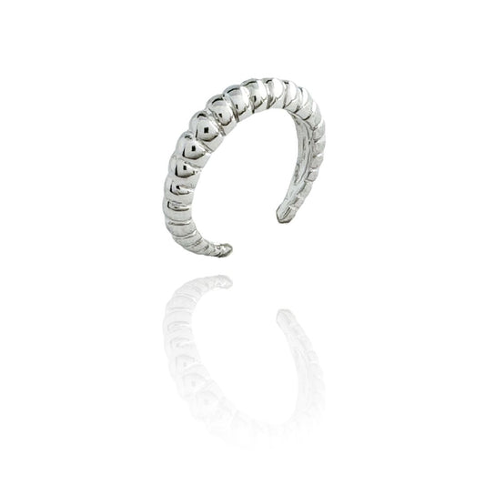 Rhodium Croissant Adjustable Ring