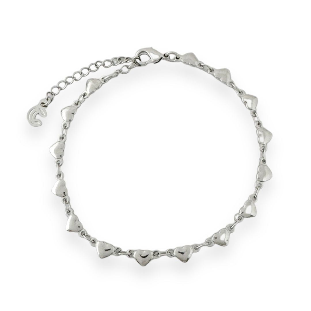 Rhodium Heart Bracelet