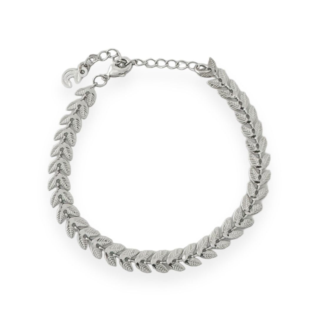 Rhodium Leaf Bracelet 