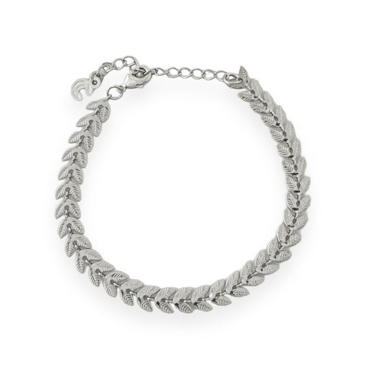 Rhodium Leaf Bracelet 