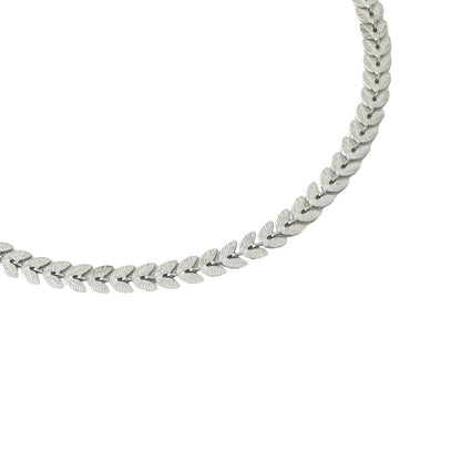 Rhodium Leaf Choker details