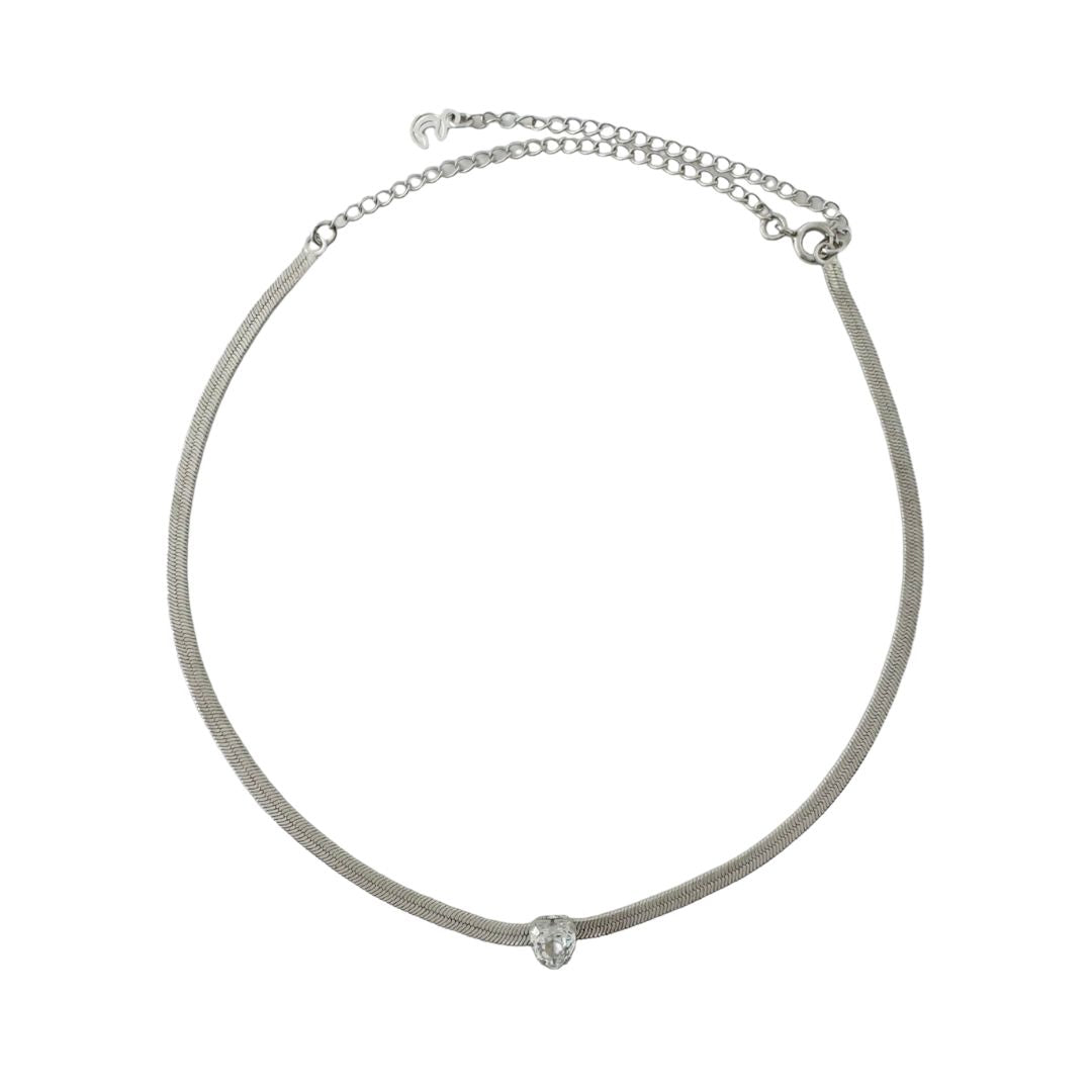 Rhodium Sleek Chain Choker