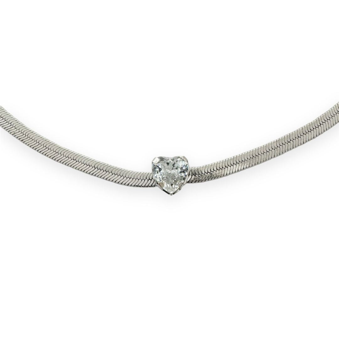 Rhodium Sleek Chain Choker Details