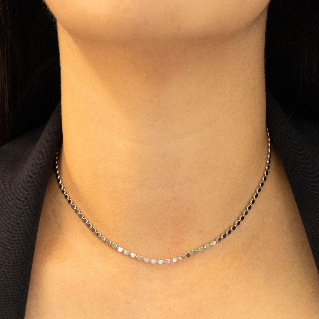 Rhodium Beaded Chain Choker