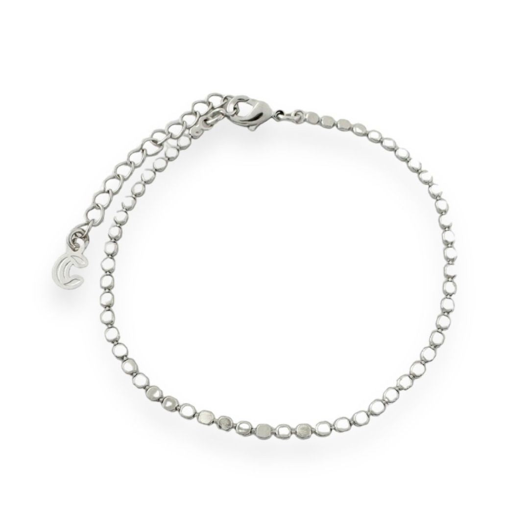 Rhodium Beaded Link Bracelet