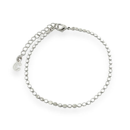 Rhodium Beaded Link Bracelet