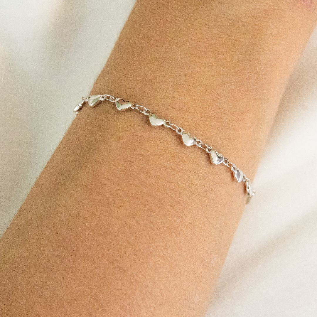 Rhodium Heart Bracelet